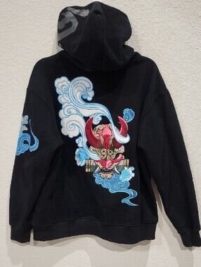 Oni By Bibi Sama Anime Embroidered Hoodie Streetwear Indie Grunge Underground